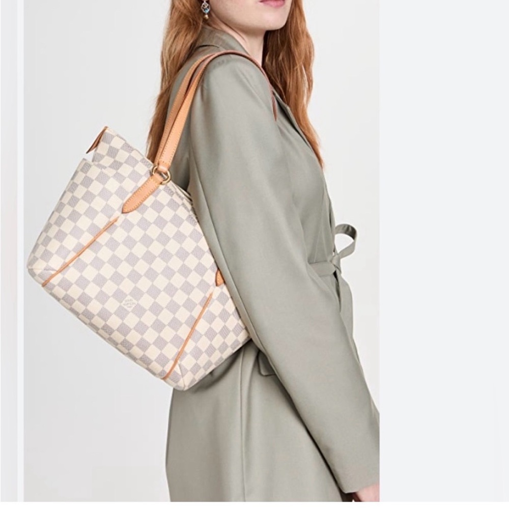 Louis Vuitton Damier Azur Canvas Shoulder Bag with Natural Vachetta Trim